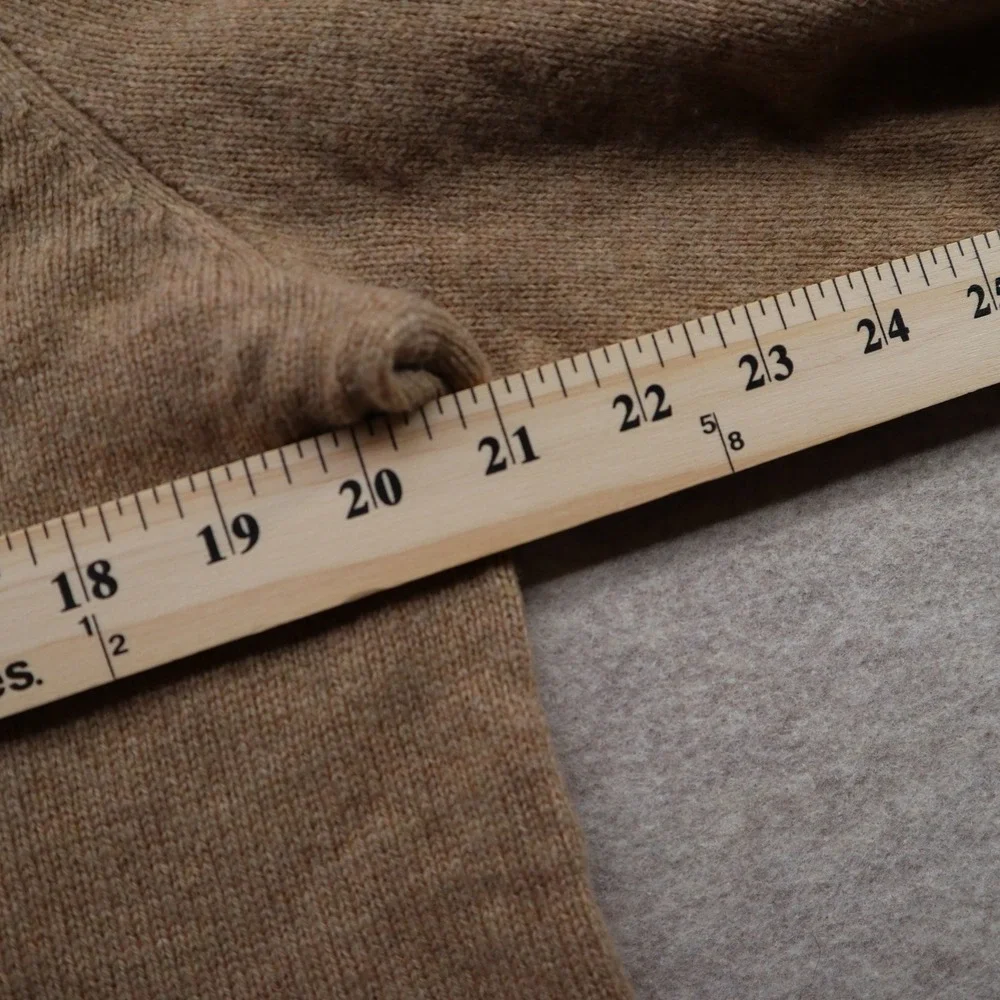 Polo Ralph Lauren Sweater M V-Neck Y2K Lambswool Tan Pony Logo